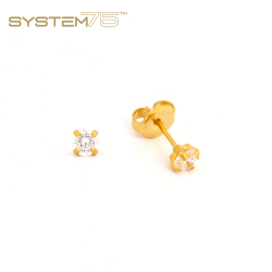 Brinco Adulto Zircônia 4mm Dourado